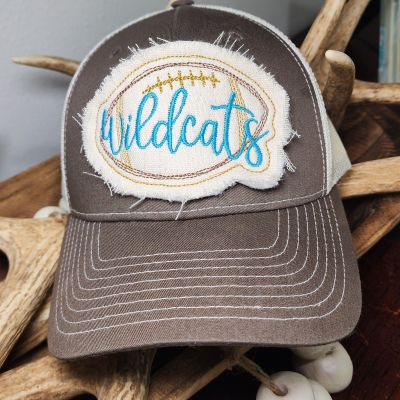 wildcats football hat patch in the hoop embroidery